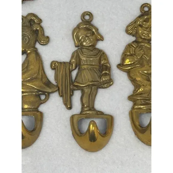 Vintage Brass Wall Hook Set of‎ 4 Kids by Artmark Italy Towel Robe Whimsical NEW